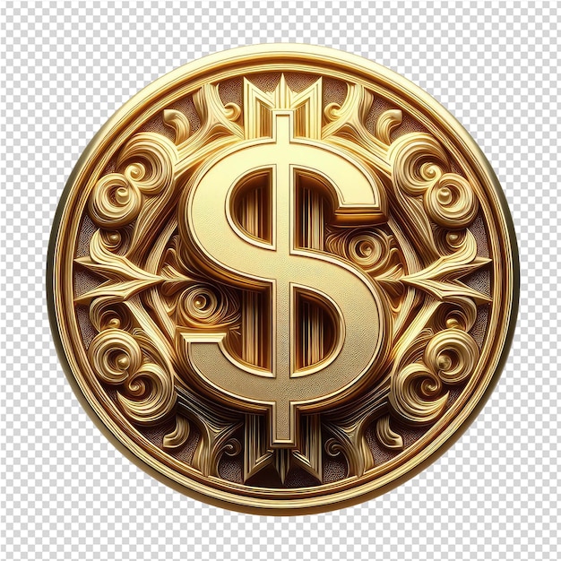 PSD una moneda de oro con un signo de dólar en ella