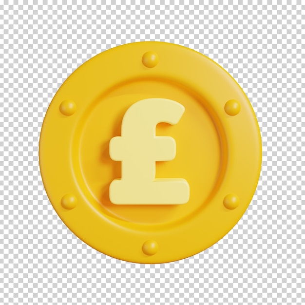 Moneda de oro con signo de libra esterlina aislado Icono de moneda de dinero 3D Render ilustración