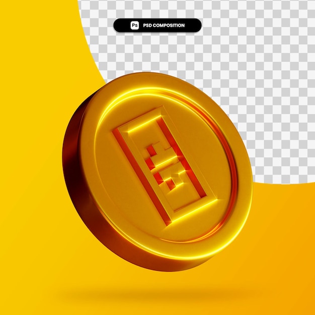 Moneda de oro THETA renderizado 3d aislado