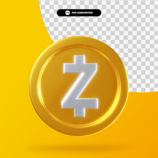 Moneda de oro zcoin renderizado 3d aislado