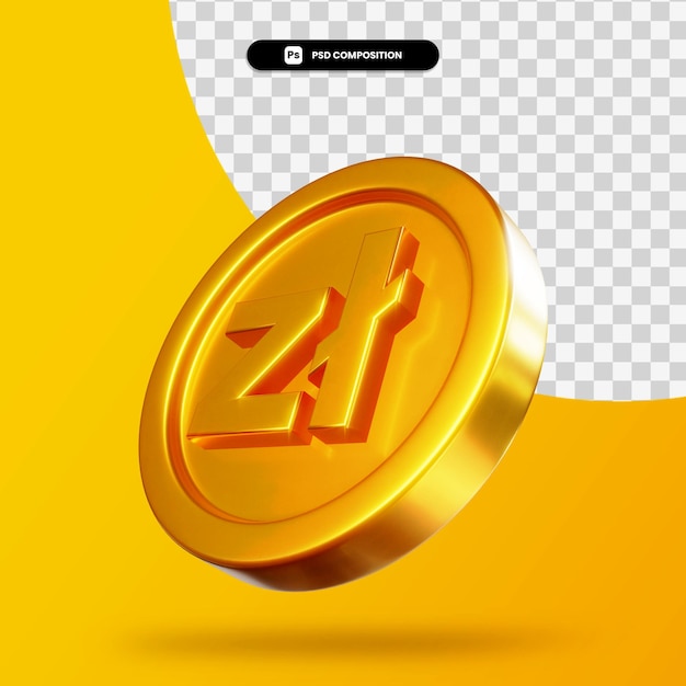 Moneda de oro zloty representación 3d aislada