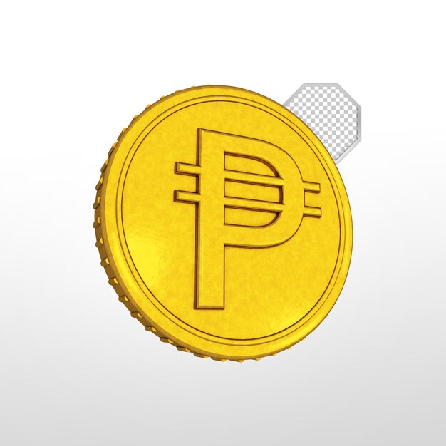 Moneda de peso de oro aislada archivo psd de renderizado 3d