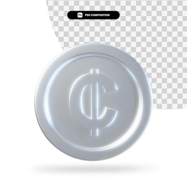 Moneda de plata cedi renderizado 3d aislado
