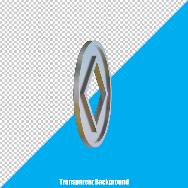 Moneda de plata estilizada 3D sobre fondo transparente