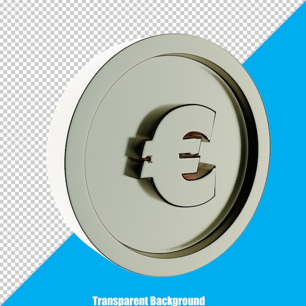 Moneda de plata estilizada 3D sobre fondo transparente