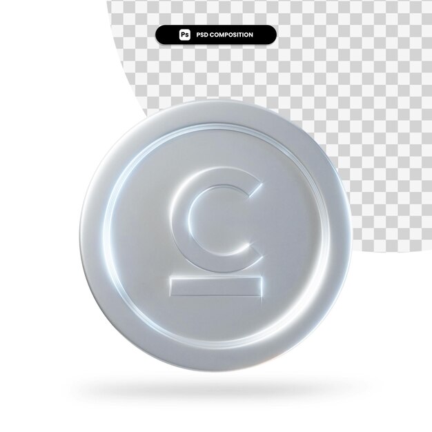 Moneda de plata de kirguistán som 3d rendering aislado