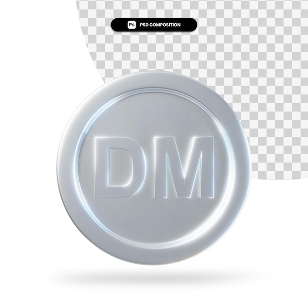Moneda de plata marca deutsche render 3d aislada