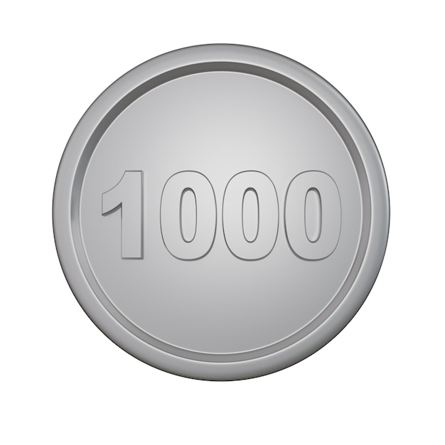 Una moneda de plata con el número 1000 en ella