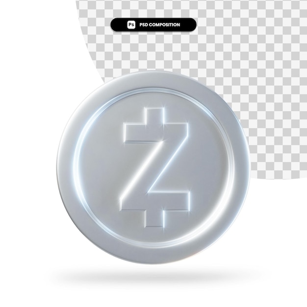 Moneda de plata zcoin renderizado 3d aislado