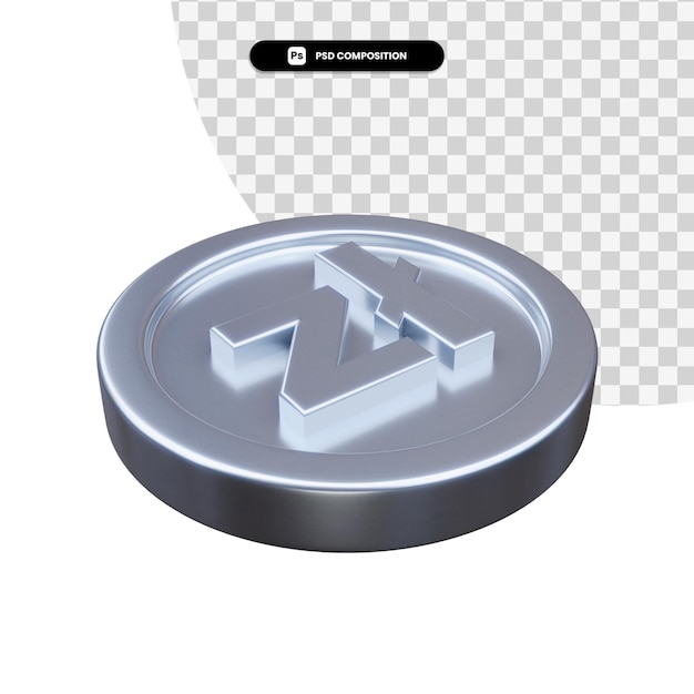 Moneda de plata zloty representación 3d aislada