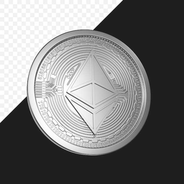 PSD moneda psd ethereum 3d en el fondo transparente del aire