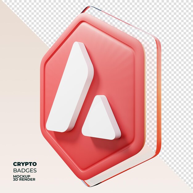 Moneda de renderizado 3D de vista derecha de Avalanche AVAX Badge
