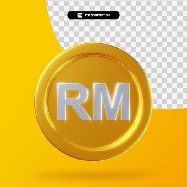 Moneda de ringgit de oro renderizado 3d aislado