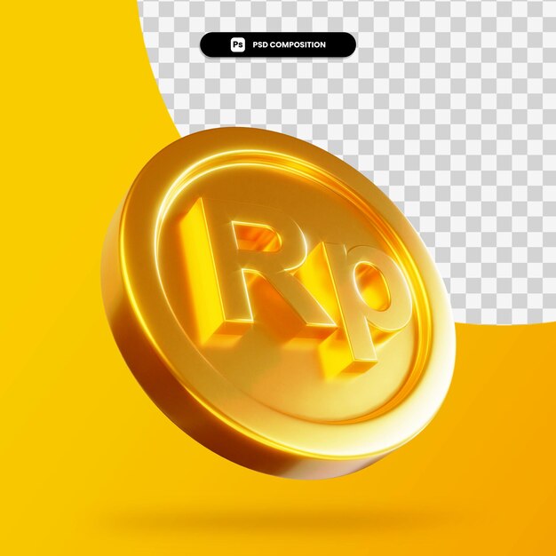 Moneda de rupia indonesia de oro renderizado 3d aislado
