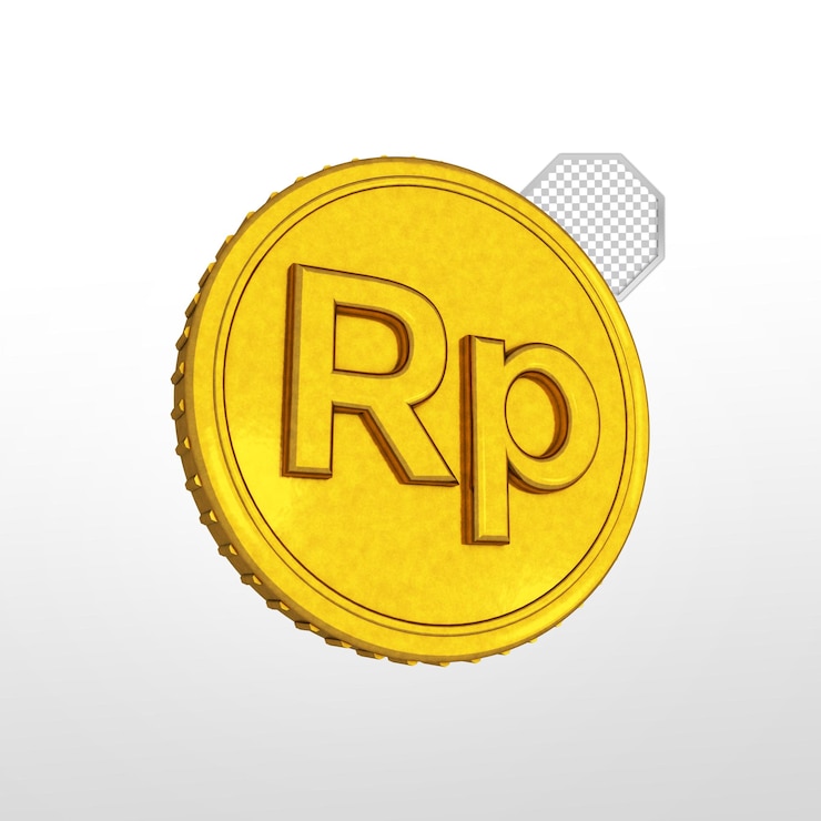 PSD moneda de rupias de oro aislada archivo psd de renderizado 3d