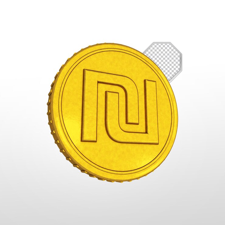 PSD moneda de shekel de oro aislada archivo psd de renderizado 3d