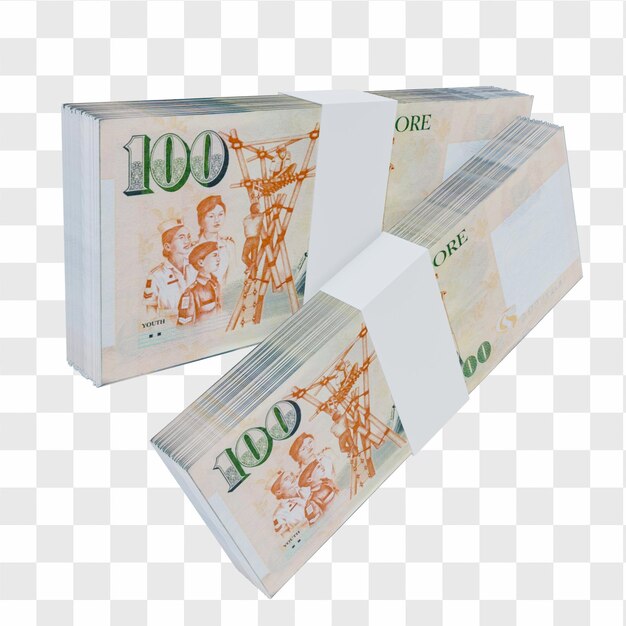 Moneda de singapur dólar 100: pila de billetes de dólar sgd de singapur