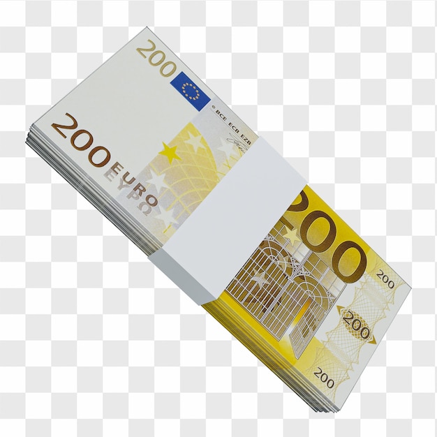 Moneda de la unión europea euro 100: pila de billetes europeos en euros