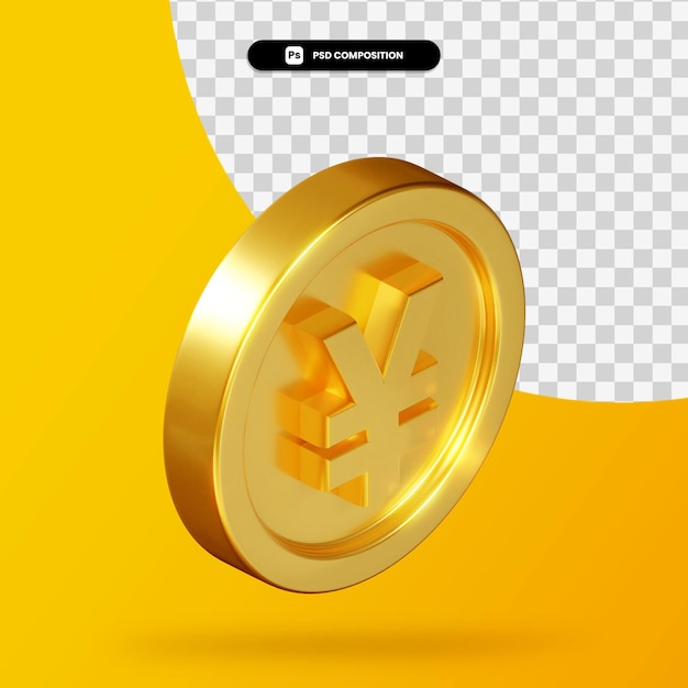 Moneda de yenes de oro render 3d