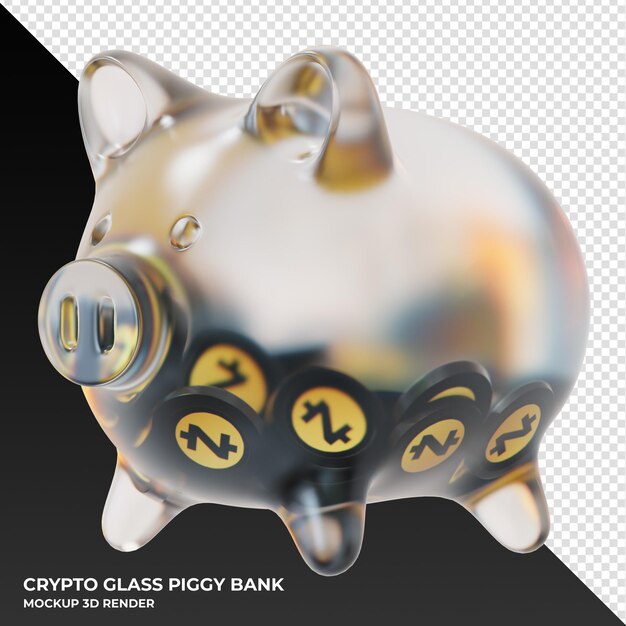 Moneda Zcash ZEC en renderizado 3d de alcancía de vidrio esmerilado