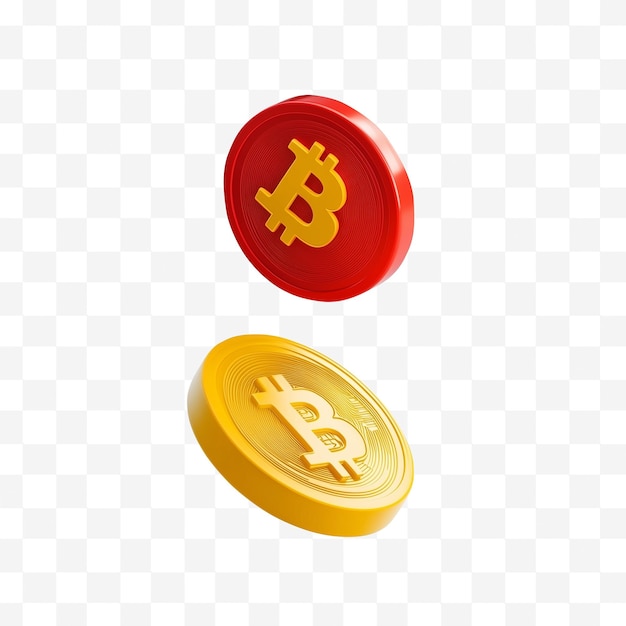Monedas de Bitcoin 3D Renderizado aislado en un fondo transparente