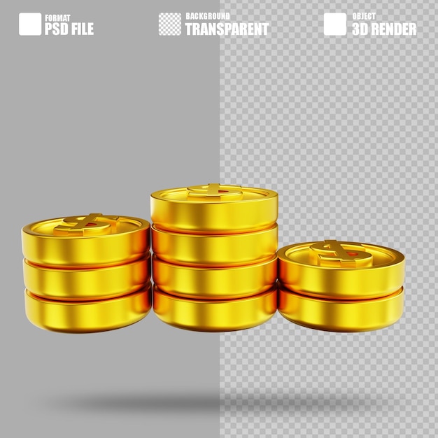 Monedas de dinero de oro de ilustración 3D 15