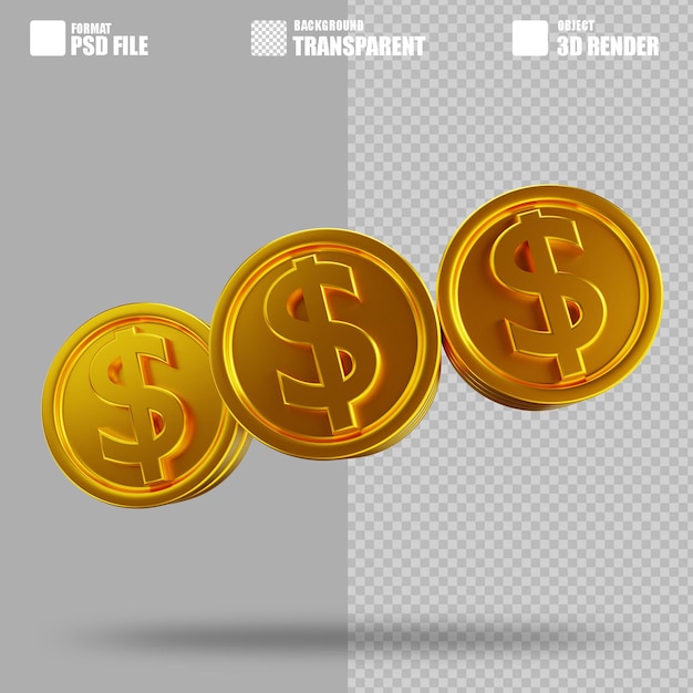 Monedas de dinero de oro de ilustración 3D 7