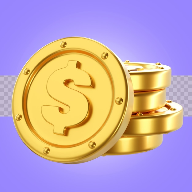 PSD monedas con ilustración 3d