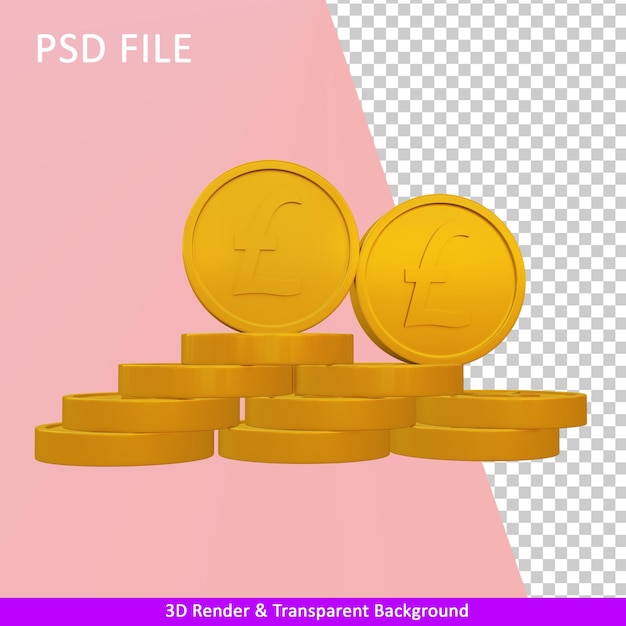 Monedas de ilustración de render 3d
