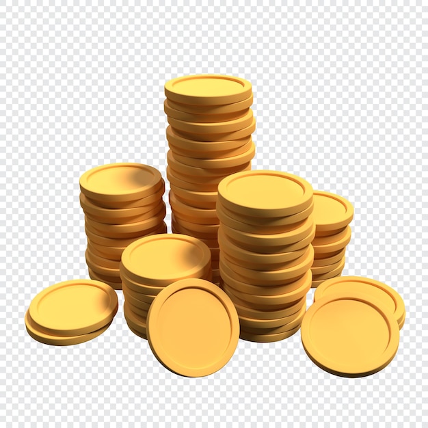 PSD monedas de oro 3d inversión empresarial crecimiento calcular finanzas concepto de ahorro crecimiento de dinero monedas de oro ilustración de renderizado 3d