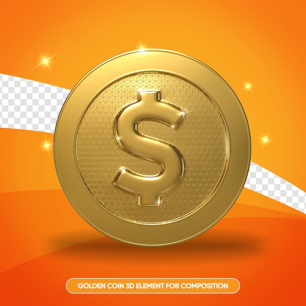 Monedas de oro realistas en 3d render aislado