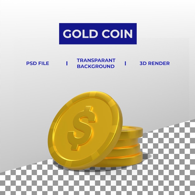 Monedas de oro en render 3d con conceptos de pila