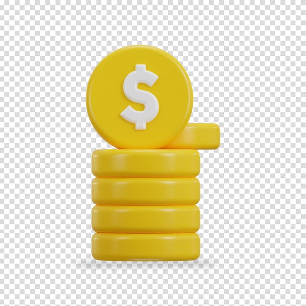 Monedas de oro con el signo de dólar icono vectorial 3d