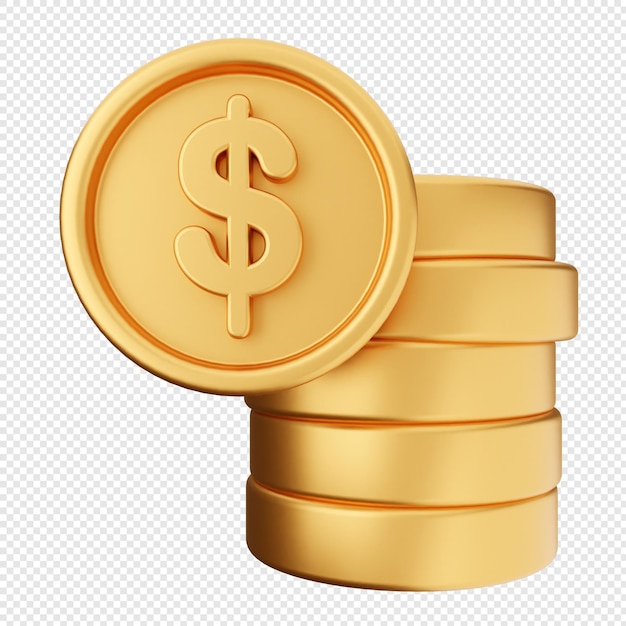 monedas de oro con un signo de dólar en la parte superior