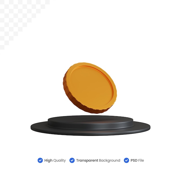 Monedas de representación 3d en el podio aislado