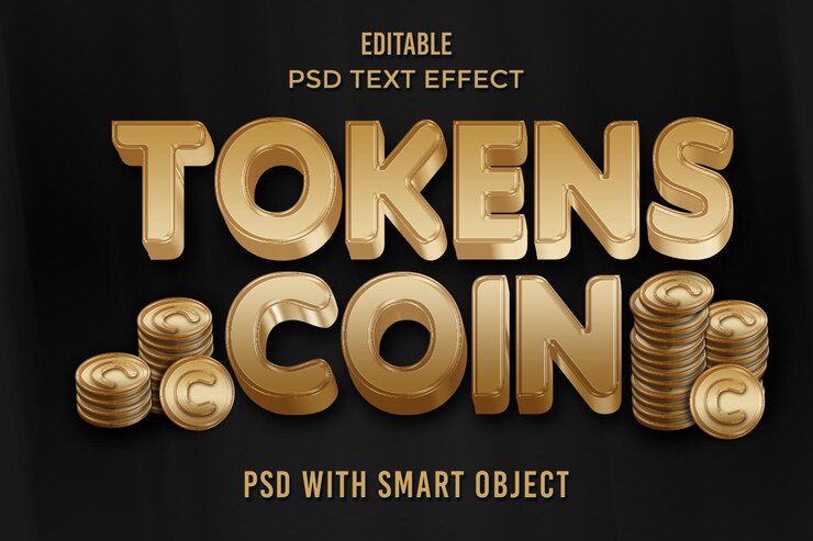 PSD monedas simbólicas efecto de texto oro