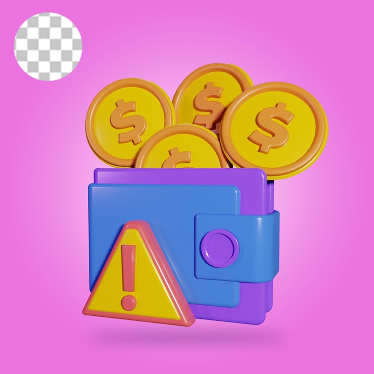 PSD monedero con moneda de oro icono 3d