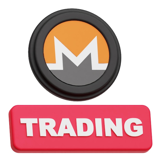 Monero token criptográfico icono 3D aislado en el fondo blanco
