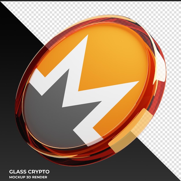 Monero XMR Glas-Kryptomünze 3D-Illustration