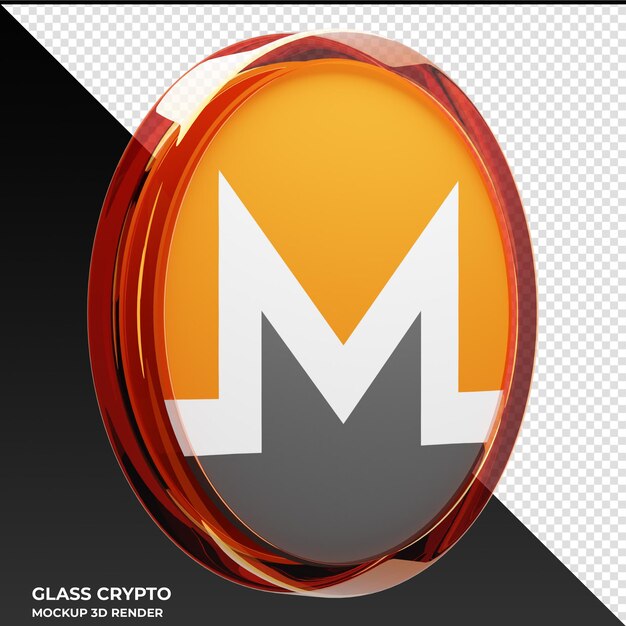 PSD monero xmr glass crypto coin ilustração 3d