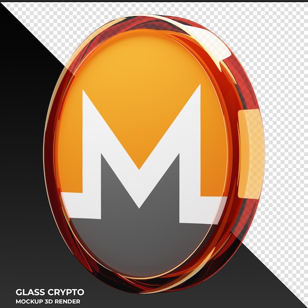 PSD monero xmr glass crypto coin ilustración 3d