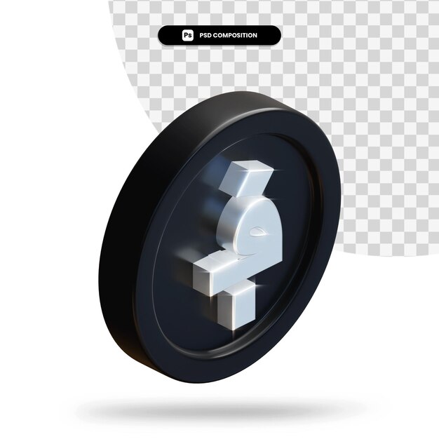 Moneta afgana nera 3d rendering isolato