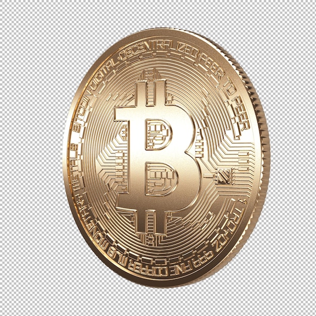 Moneta d'oro bitcoin isolata 3D