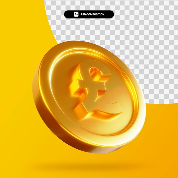 Moneta d'oro della libbra 3d rendering isolato