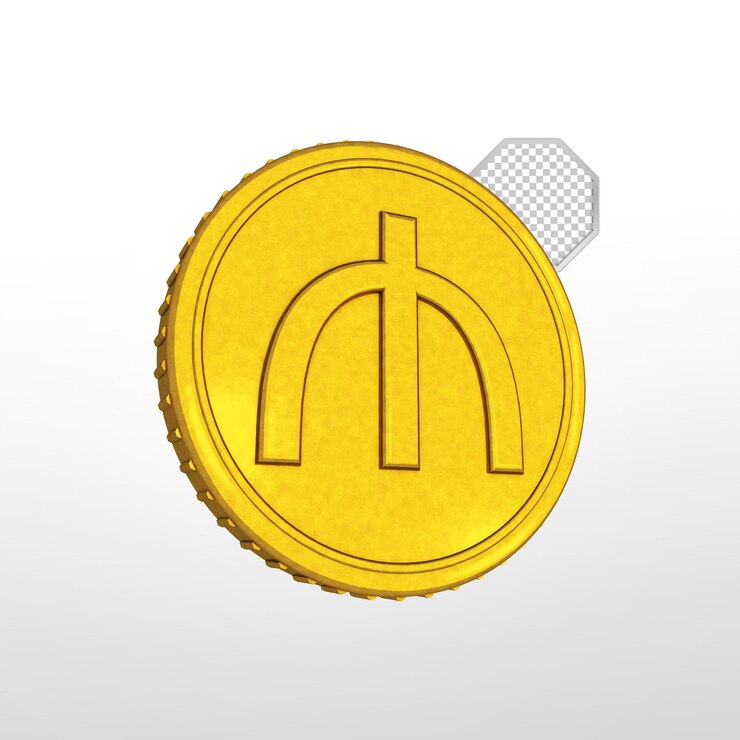 PSD moneta d'oro di manat isolata 3d render file psd