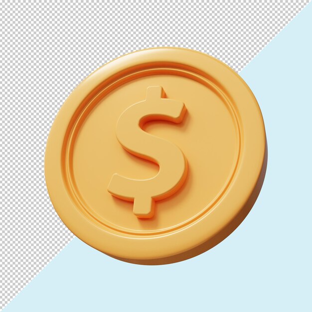 Moneta da un dollaro d'oro rendering 3d