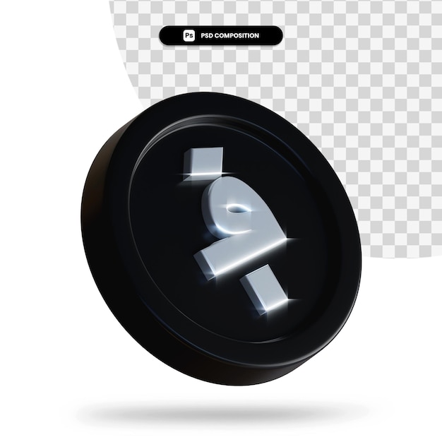 Moneta di cambio nera 3d rendering isolato