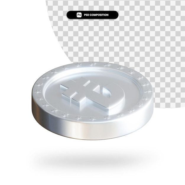 Moneta di scambio d'argento 3d rendering isolato