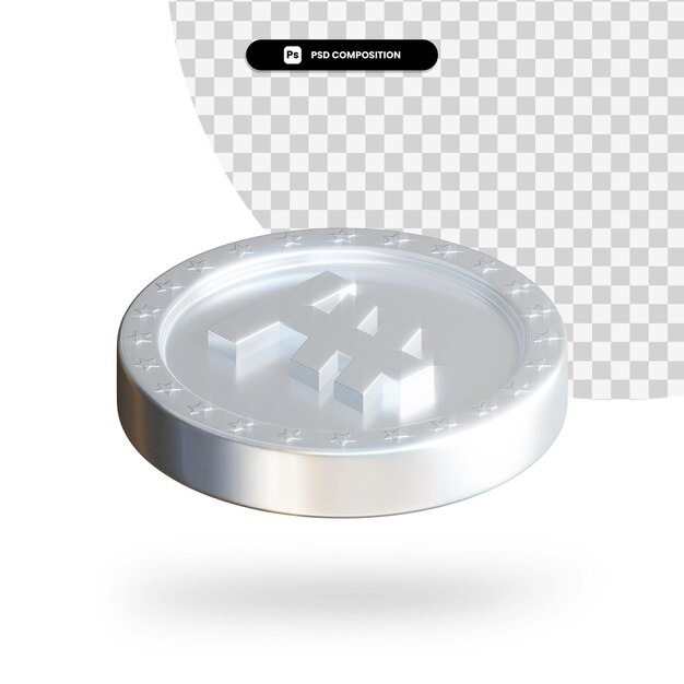 Moneta di scambio d'argento 3d rendering isolato
