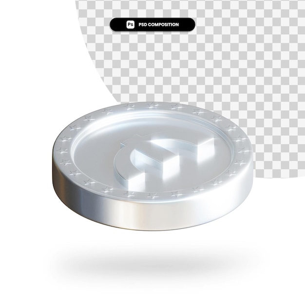 Moneta di scambio d'argento 3d rendering isolato